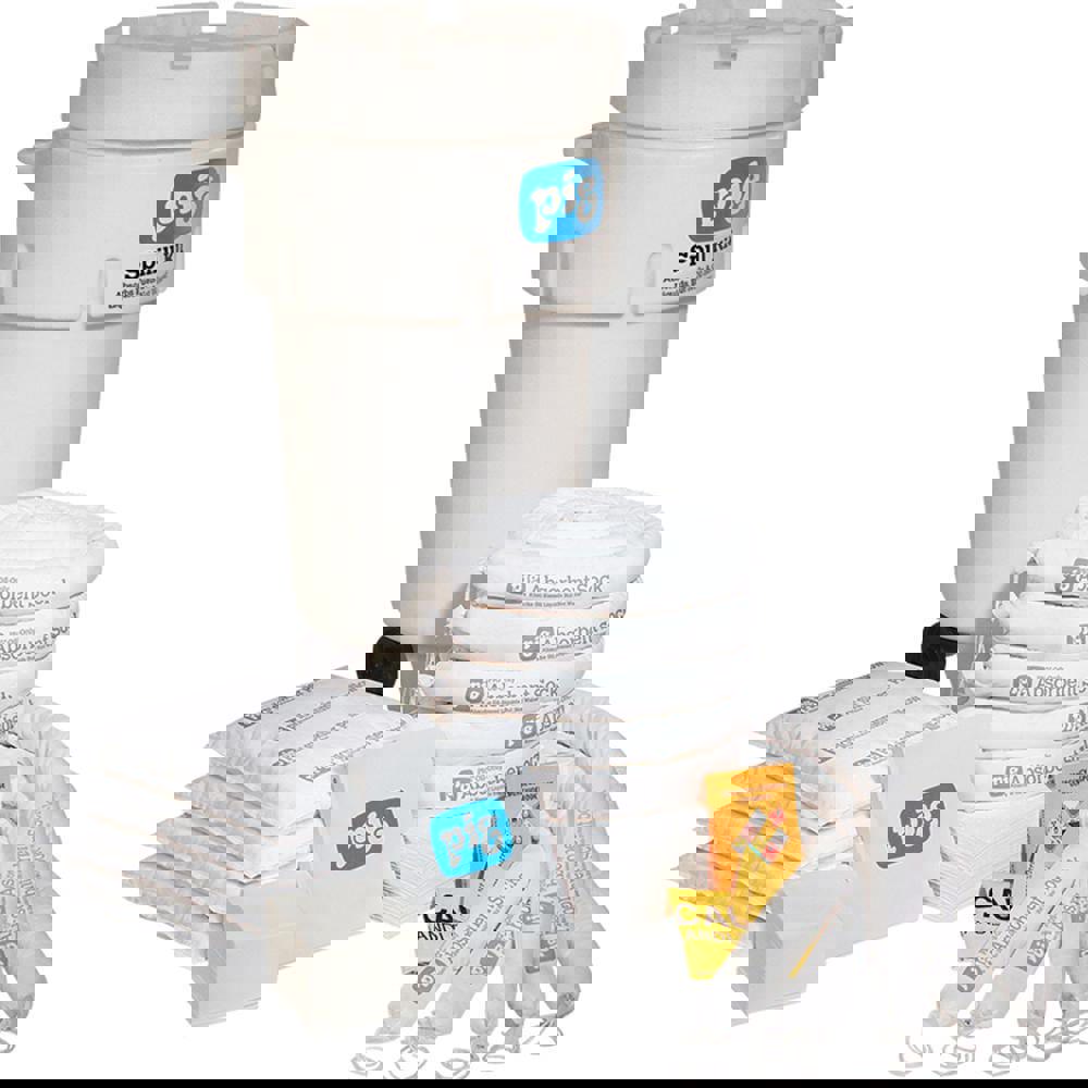 Spill Kits; Kit Type: Oil Based Liquids Spill Kit; Container Type: Overpack; Absorption Capacity: 31 gal; Color: White; Portable: Yes; Capacity per Kit (Gal.): 31 gal